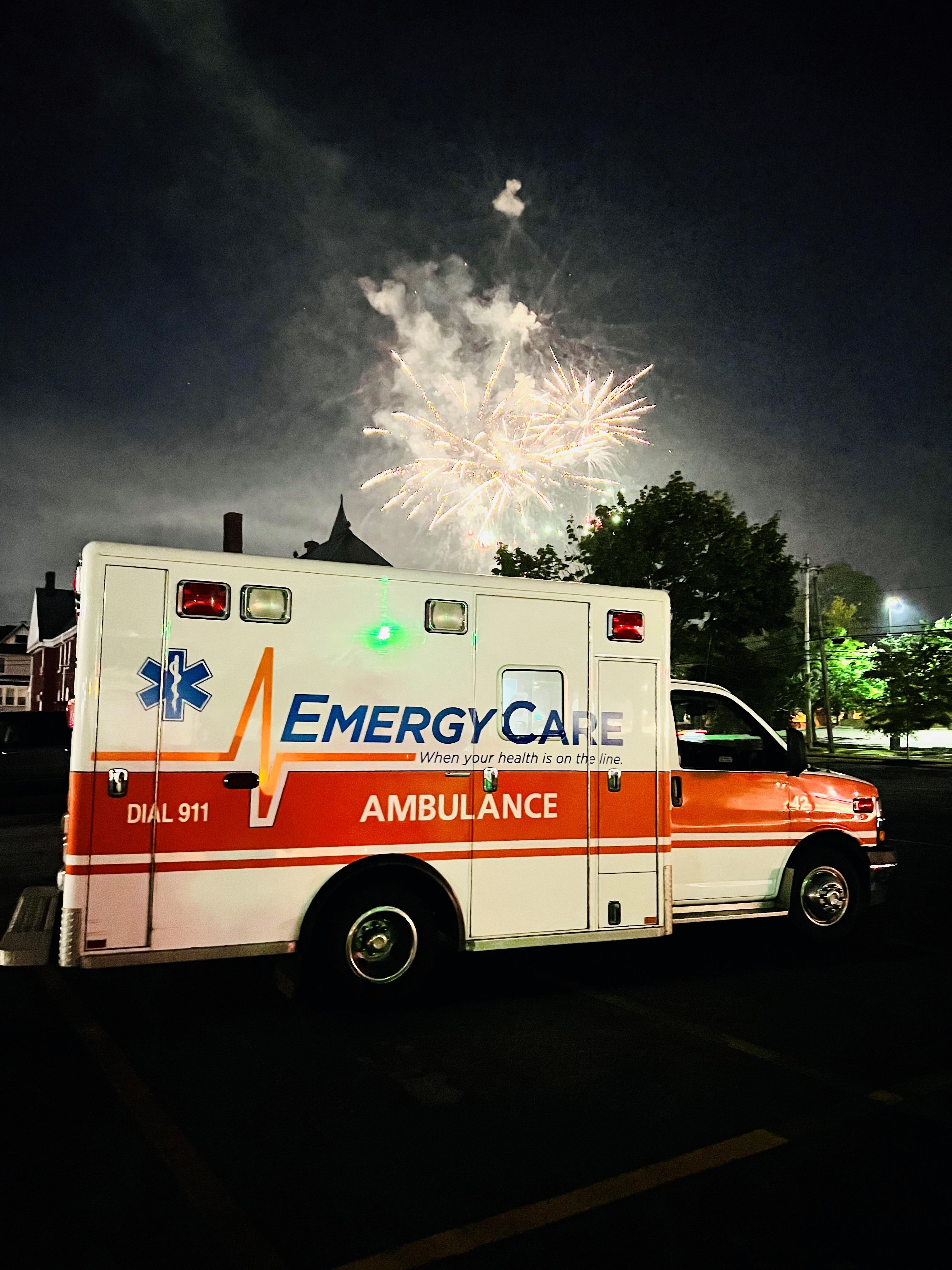 Fireworks over ambulance 3